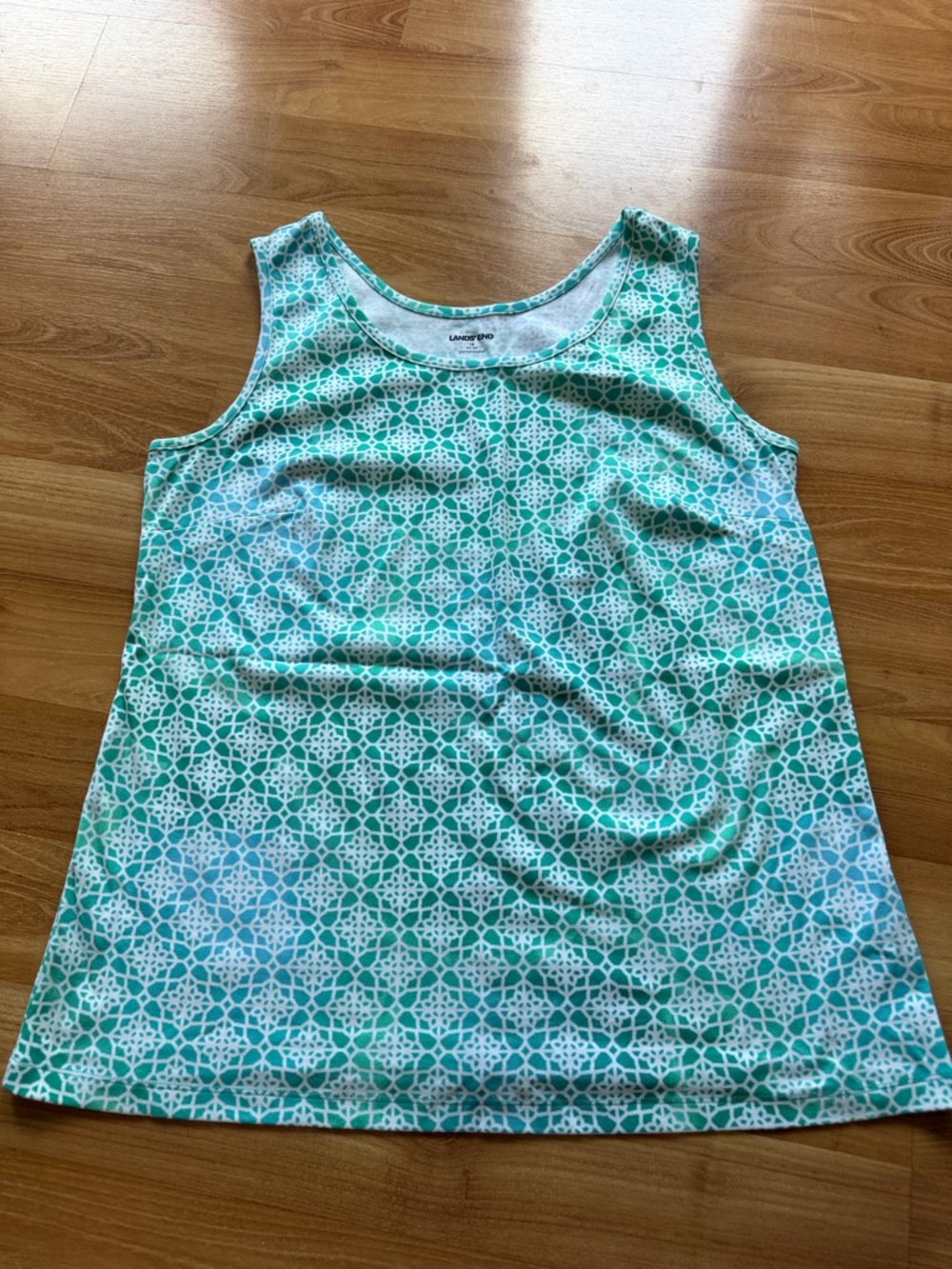 Lands’ End women’s green and white tank top lightweight great design size 1X - Picture 2 of 8